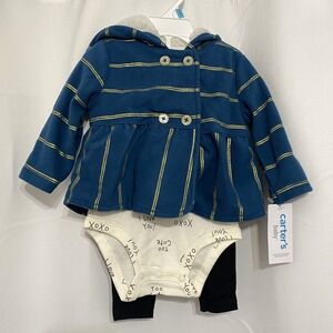 Carter's Baby 3-Piece Striped Coat Hoodie Set NWT Size 6 months MSRP $38
